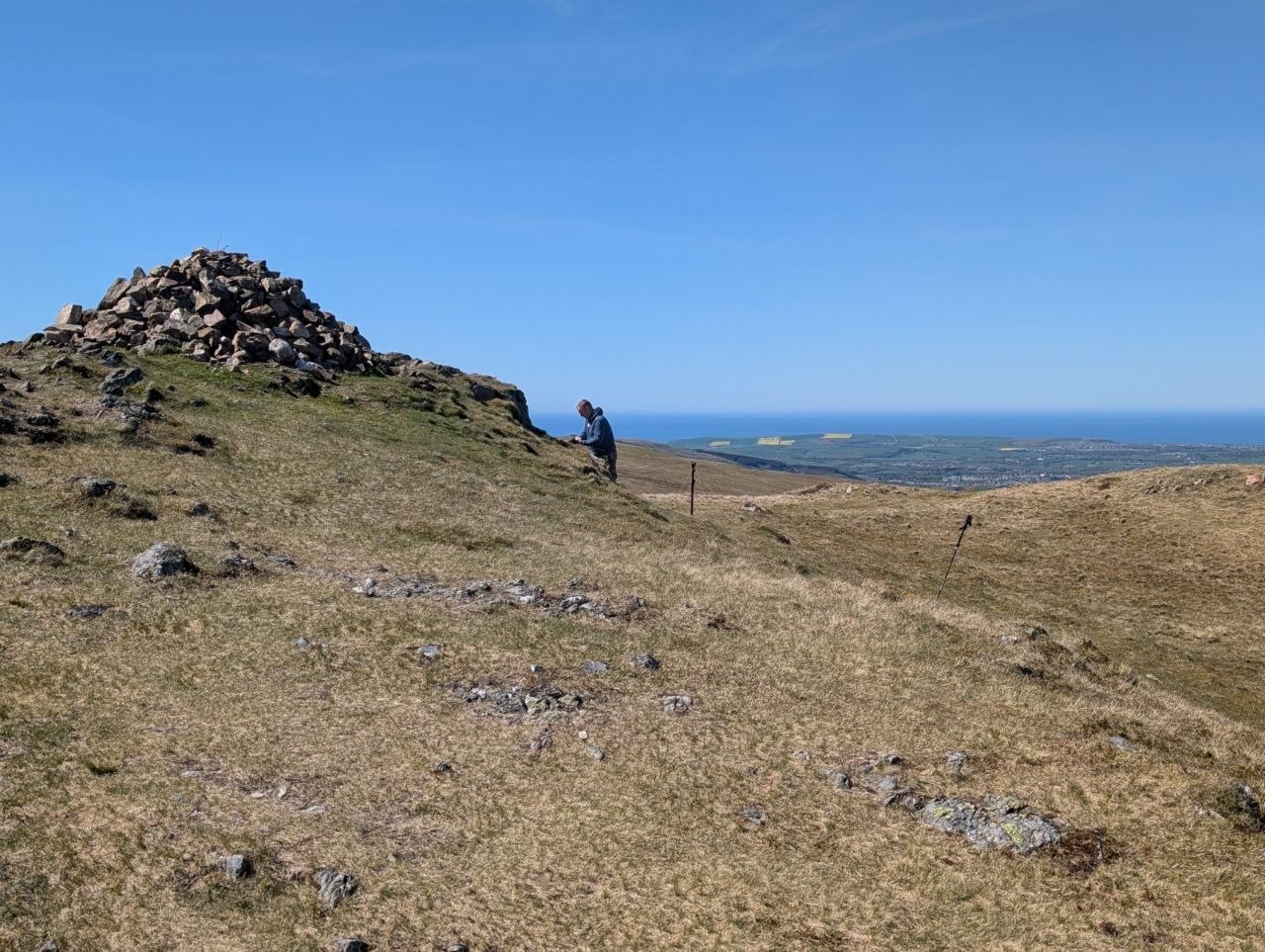 Summit cairn looking towards the coast