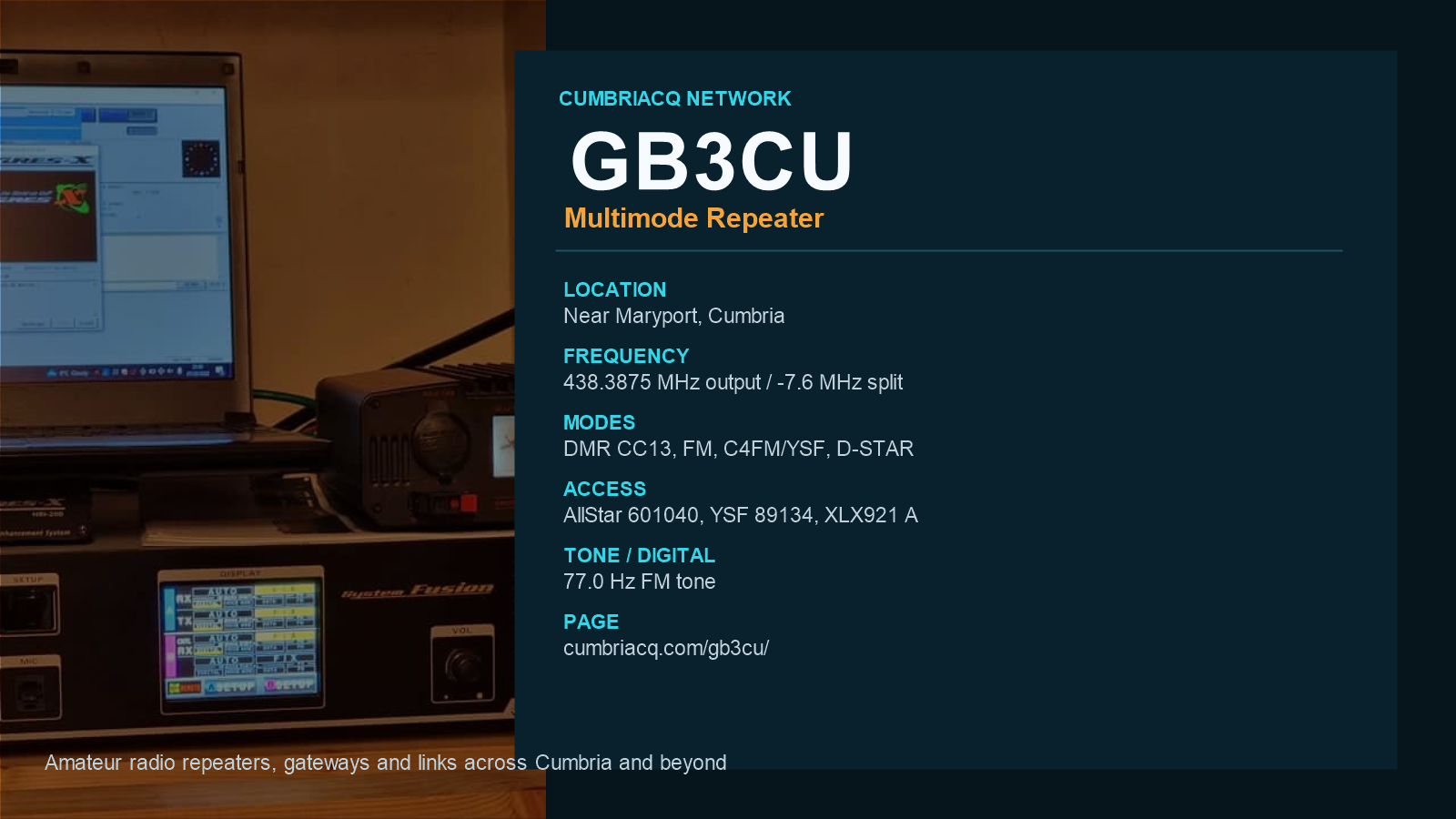 GB3CU CumbriaCQ repeater information card