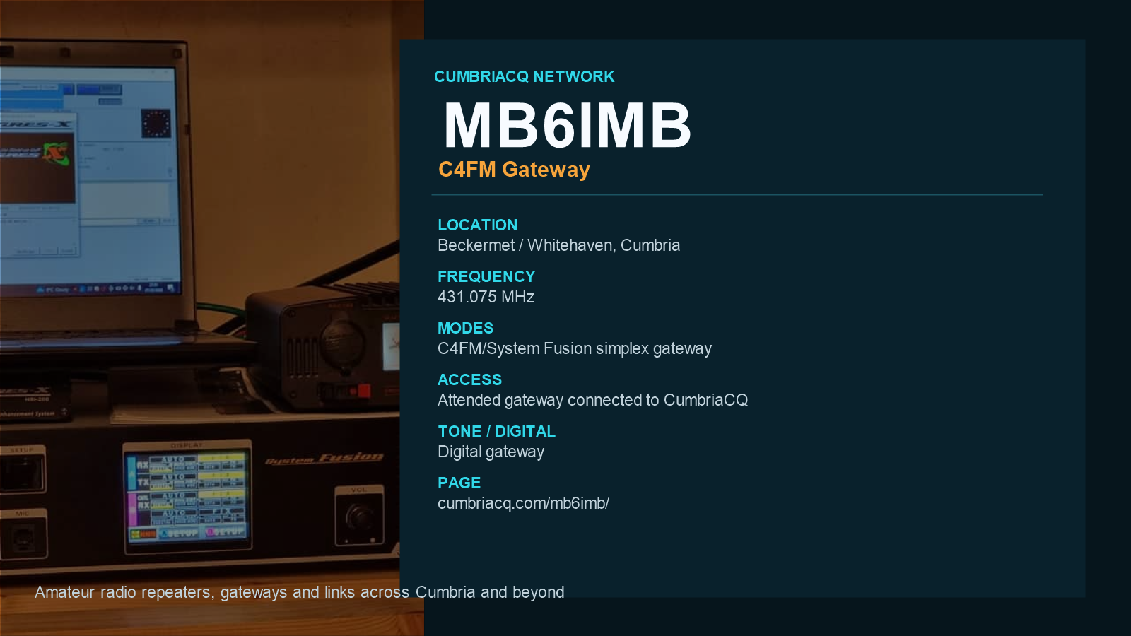 MB6IMB CumbriaCQ gateway information card
