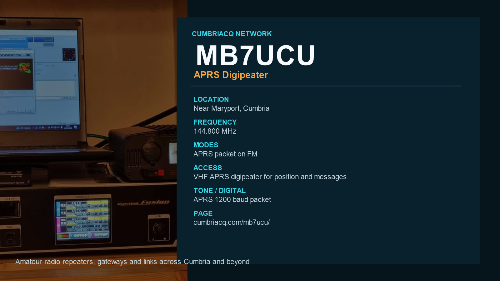 MB7UCU CumbriaCQ APRS digipeater information card
