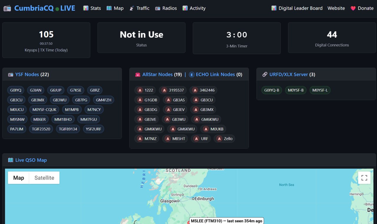 Live Dashboard New showing real-time CumbriaCQ network view